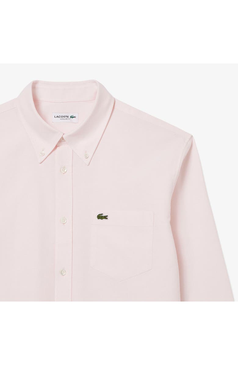 Lacoste Regular Fit Oxford Button-Down Shirt, Alternate, color, White/ Flamingo