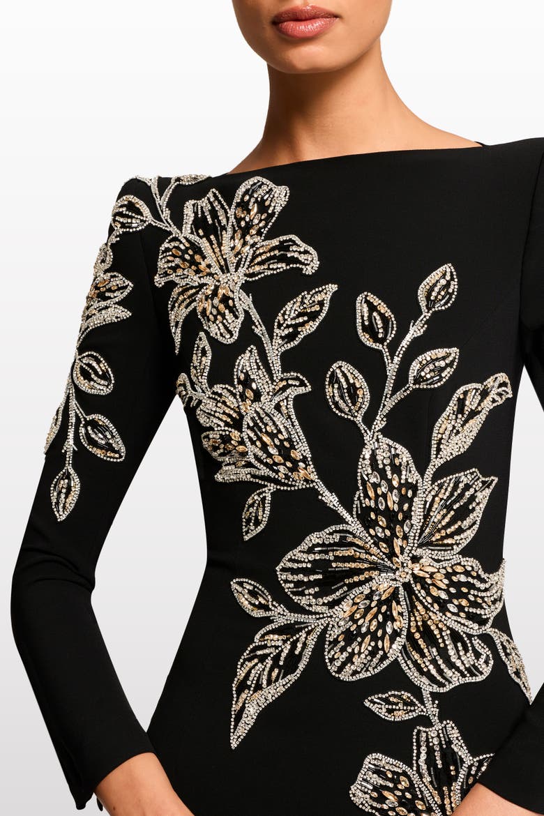 Slipper Orchid Floral-Embellished Maxi Dress, Alternate, color, Liquorice