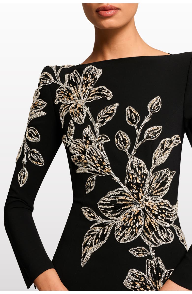 Jenny Packham Slipper Orchid Floral-Embellished Maxi Dress, Alternate, color, Liquorice