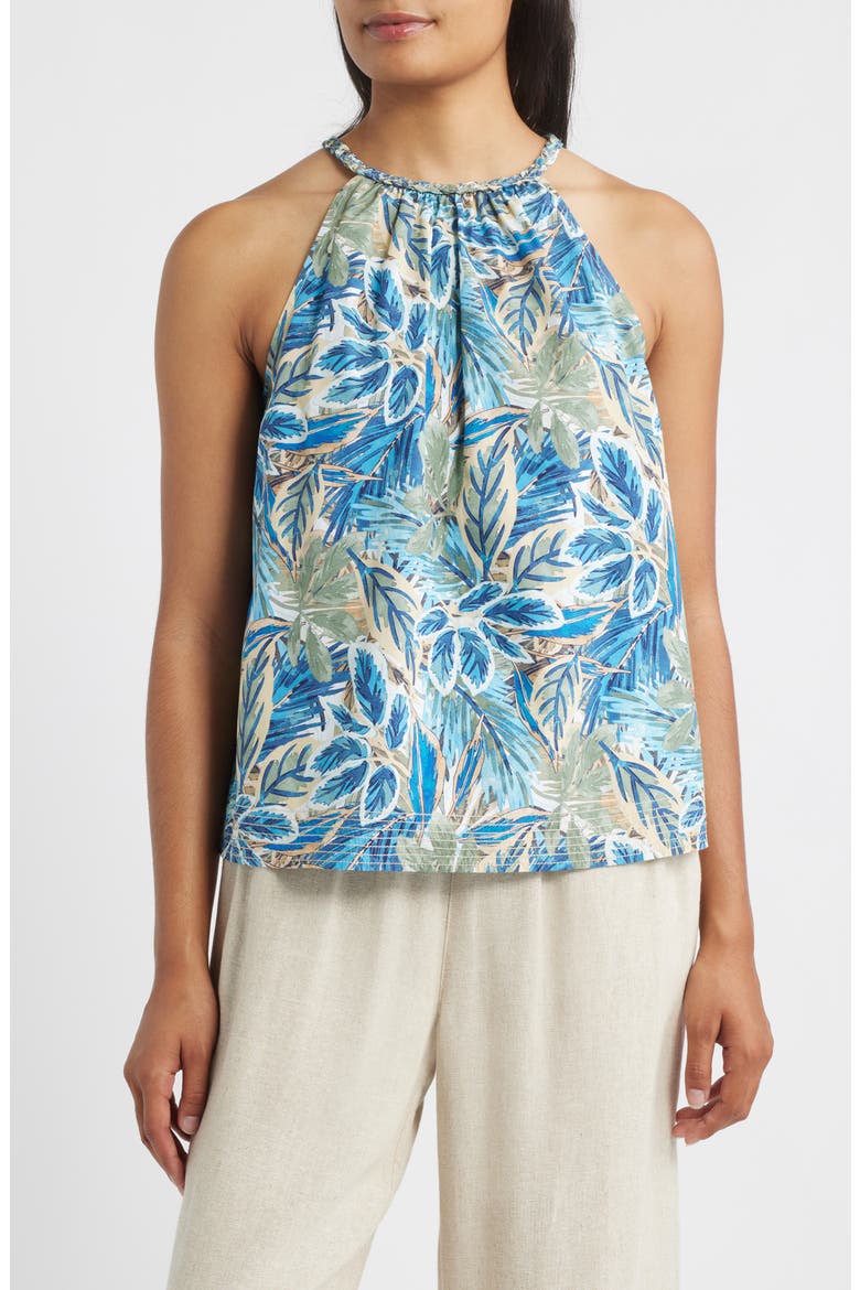 Frond Grove Cotton Poplin Top, Main, color, CROISSANT