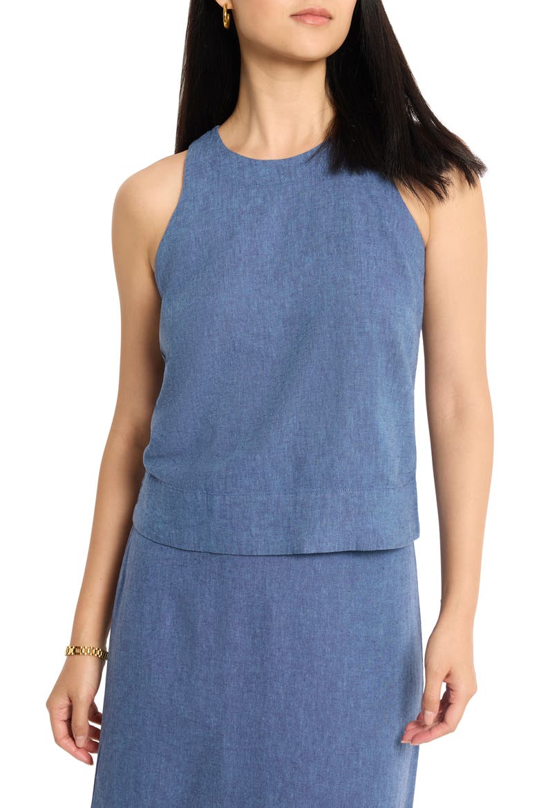 Rumba Linen Blend Tank, Main, color, BLUE MIX