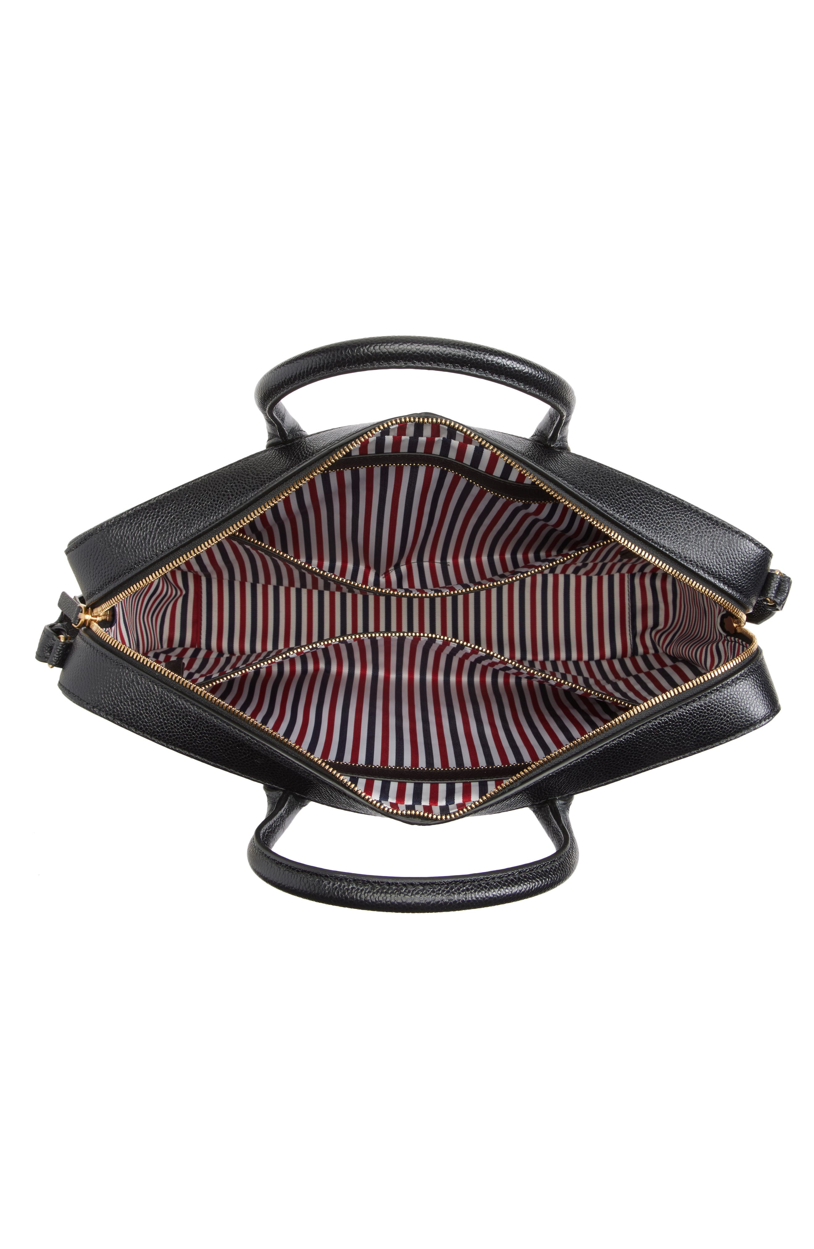 Thom Browne Pebbled Leather Business Bag, Alternate, color, Black