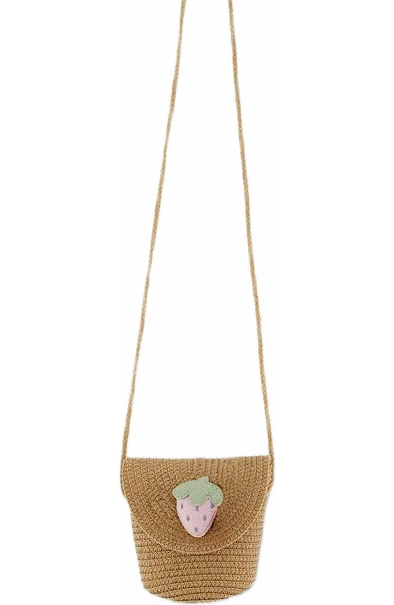 Deux par Deux Straw Crossbody Purse Adorned With A Strawberry, Main, color,