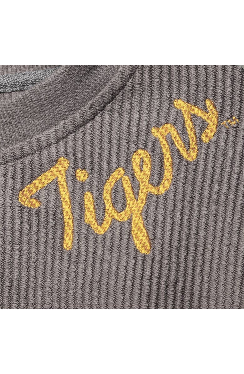 LEAGUE COLLEGIATE WEAR Women's League Collegiate Wear Charcoal LSU Tigers Corded Timber Cropped Pullover Sweatshirt, Alternate, color, 