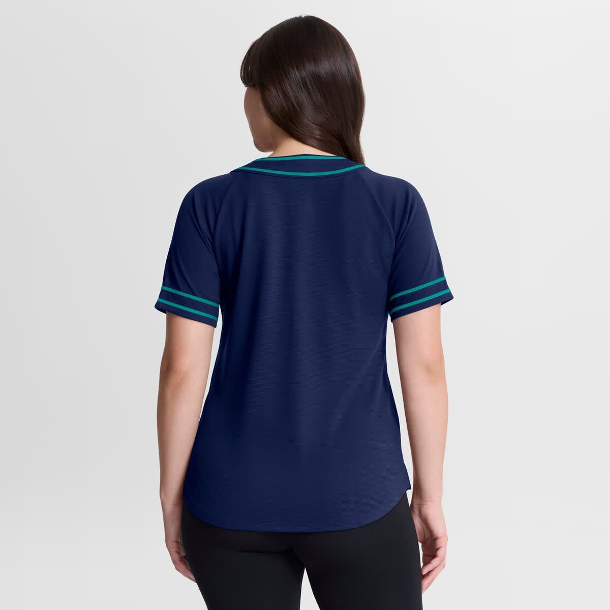 Women's Fanatics Navy Seattle Mariners Diva Race Ahead Raglan V-Neck T-Shirt - image 2