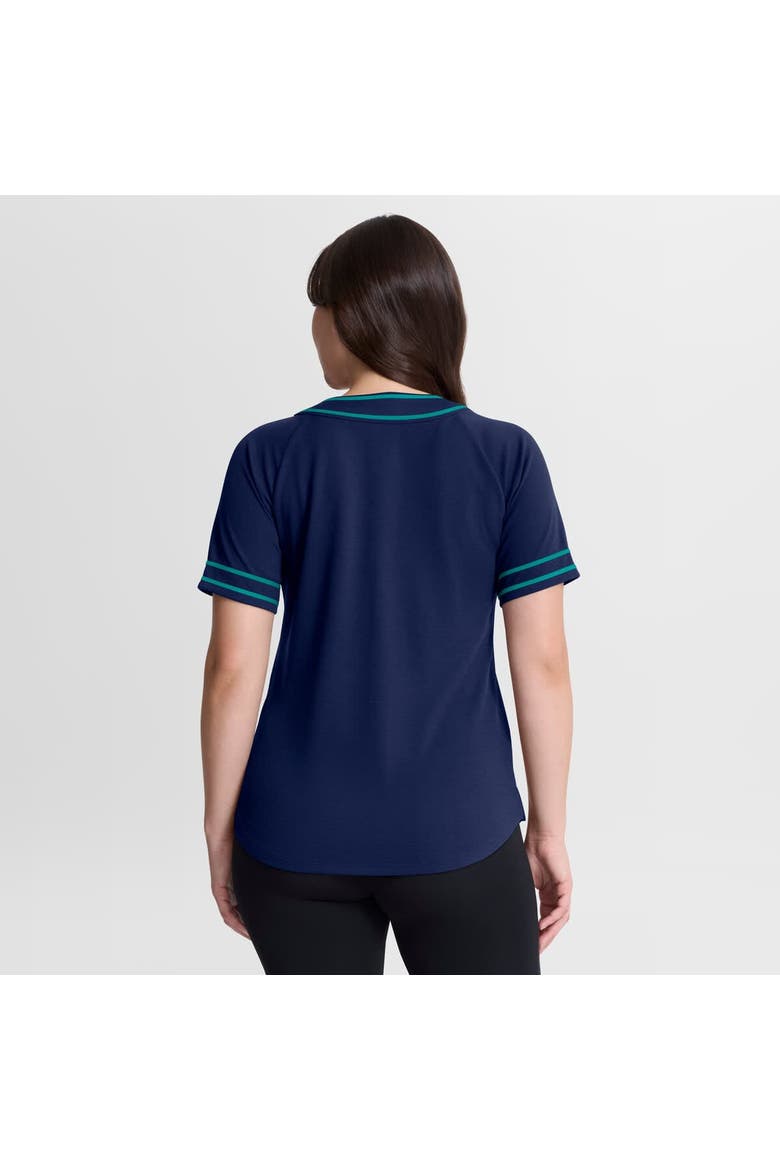 Women's Fanatics Navy Seattle Mariners Diva Race Ahead Raglan V-Neck T-Shirt, Alternate, color, Navy
