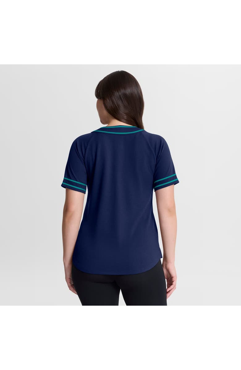 FANATICS Women's Fanatics Navy Seattle Mariners Diva Race Ahead Raglan V-Neck T-Shirt, Alternate, color, Navy