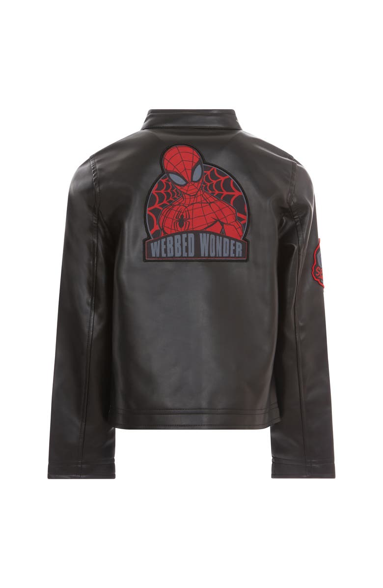 Marvel Spider-Man Zip-Up Leather Jacket, Alternate, color, Black Red Spider Man