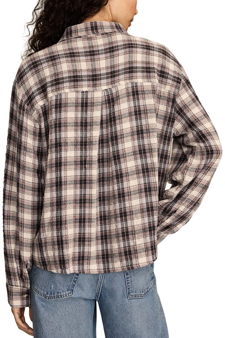 Plaid Crop Button-Up Shirt, Alternate, color, CREAM PLAID