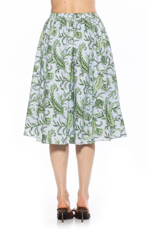 Shop Alexia Admor Isla Flared Cotton Blend Midi Skirt In Blue Paisley
