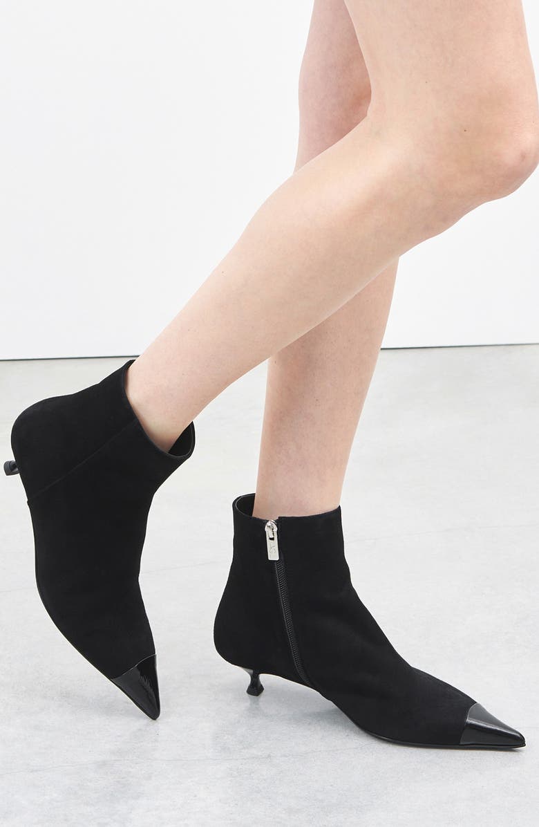 AGL Lenor Pointed Cap Toe Kitten Heel Bootie, Alternate, color,