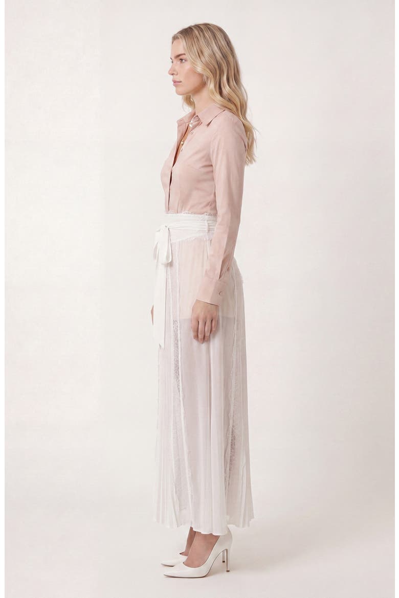 Sheer Lace Panel Pleated Maxi Skirt, Alternate, color, Ivory
