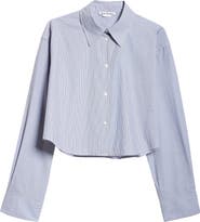 Acne Studios Satai Stripe Crop Cotton Button-Up Shirt