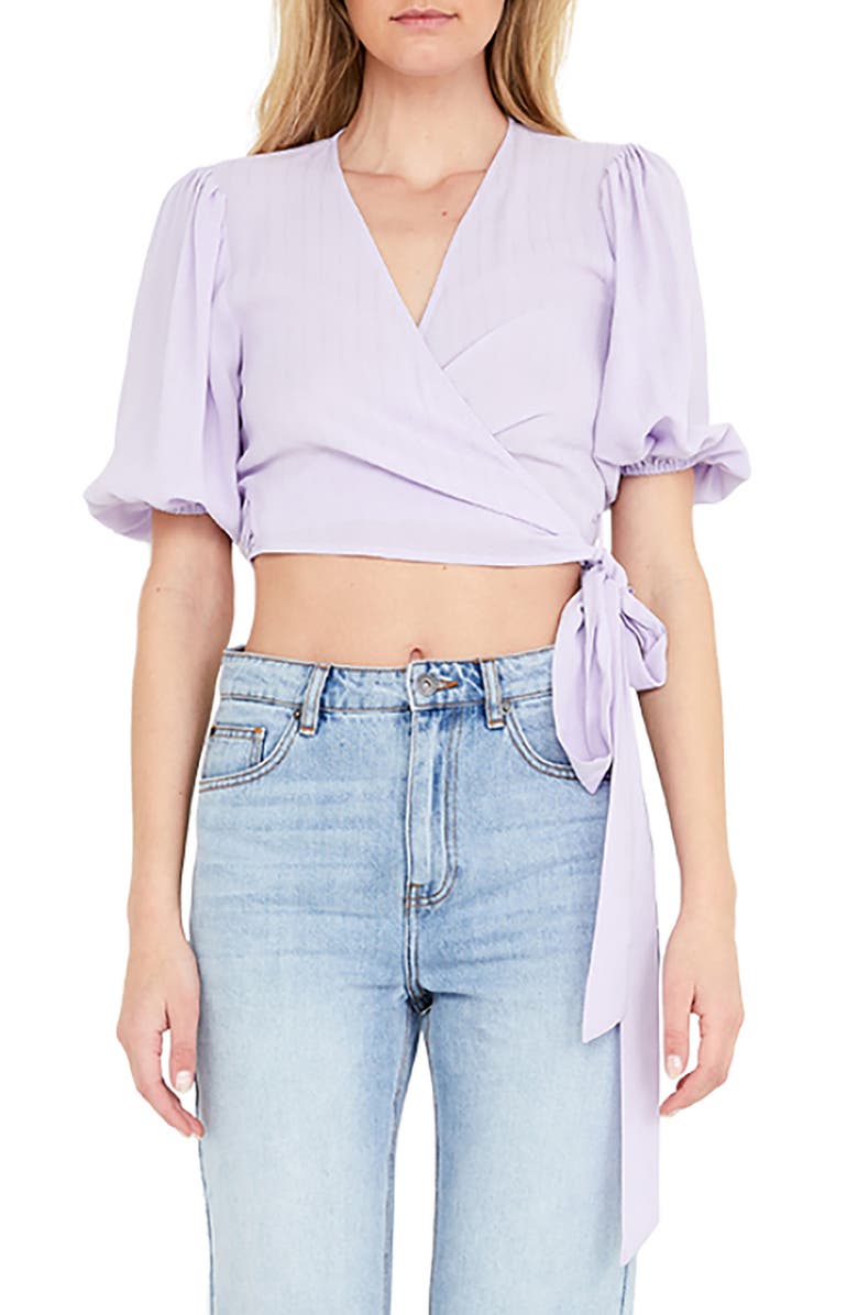 Bardot Isabella Wrap Crop Top, Main, color, 