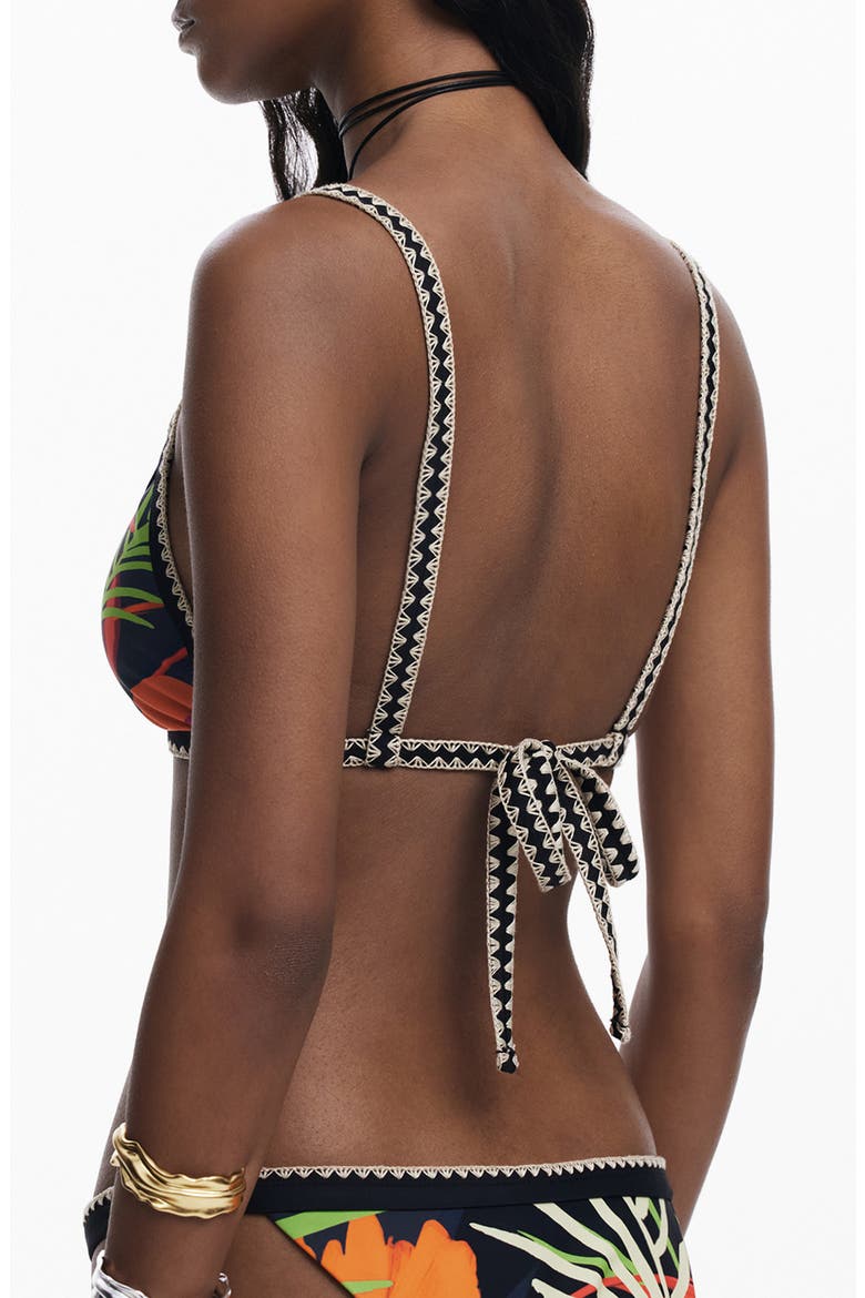 Crochet Trim Bikini Top, Alternate, color, BLACK MULTI