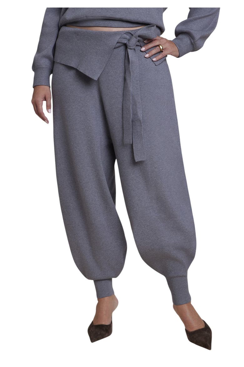 Foldover Waistband Barrel Sweater Pant (plus), Main, color, HEATHER GREY