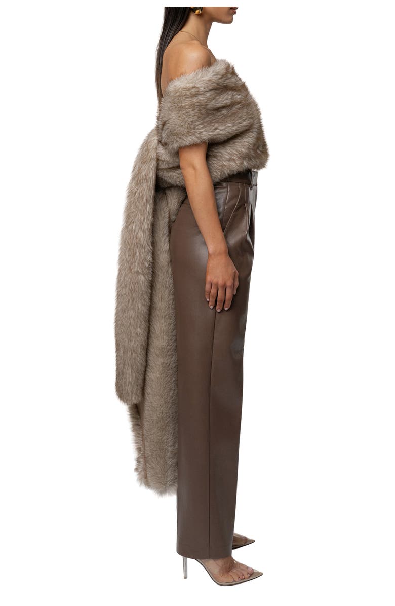 JLUXLABEL Winter Bliss Faux Fur Wrap, Alternate, color, Ivory/Brown