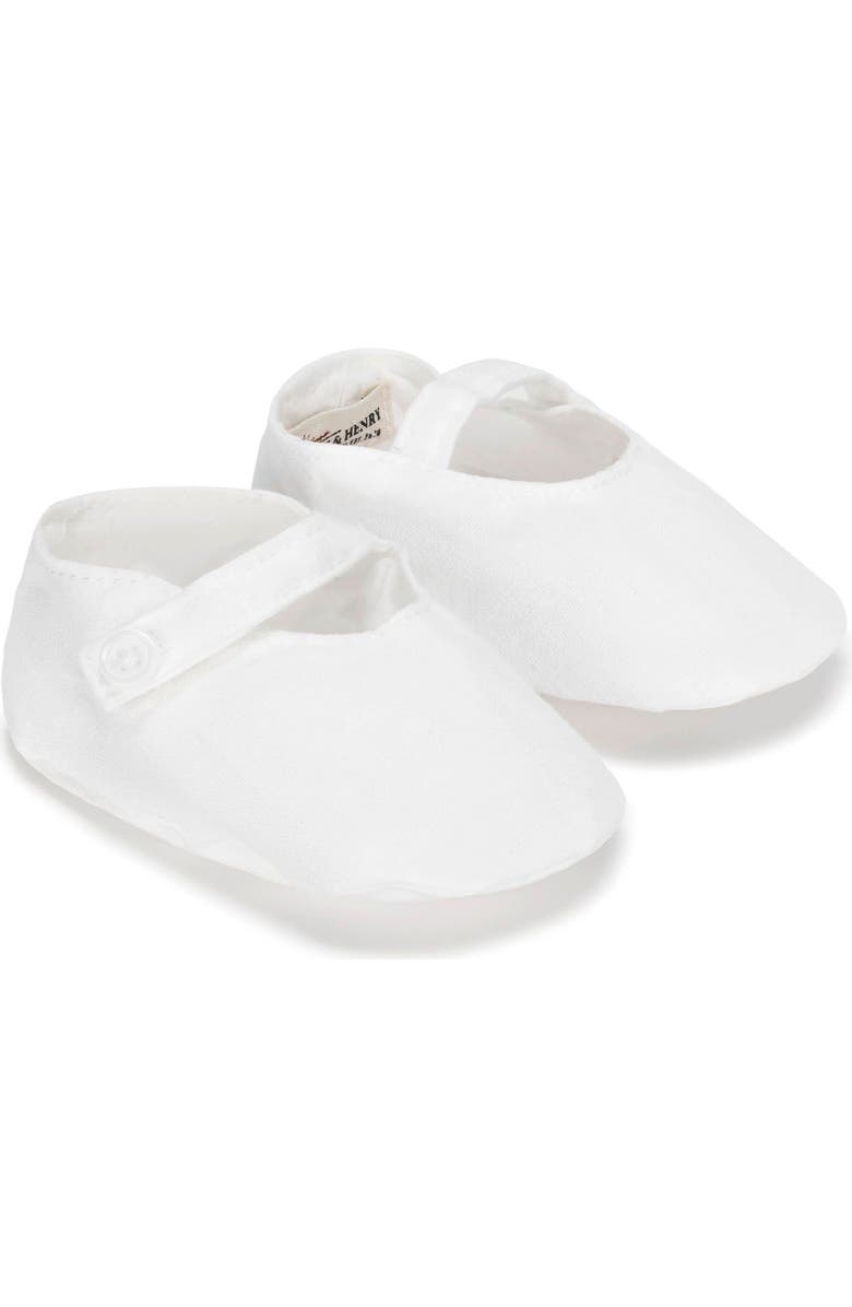 Hope & Henry Baby Linen Button Strap Soft Shoe, Infant, Alternate, color,