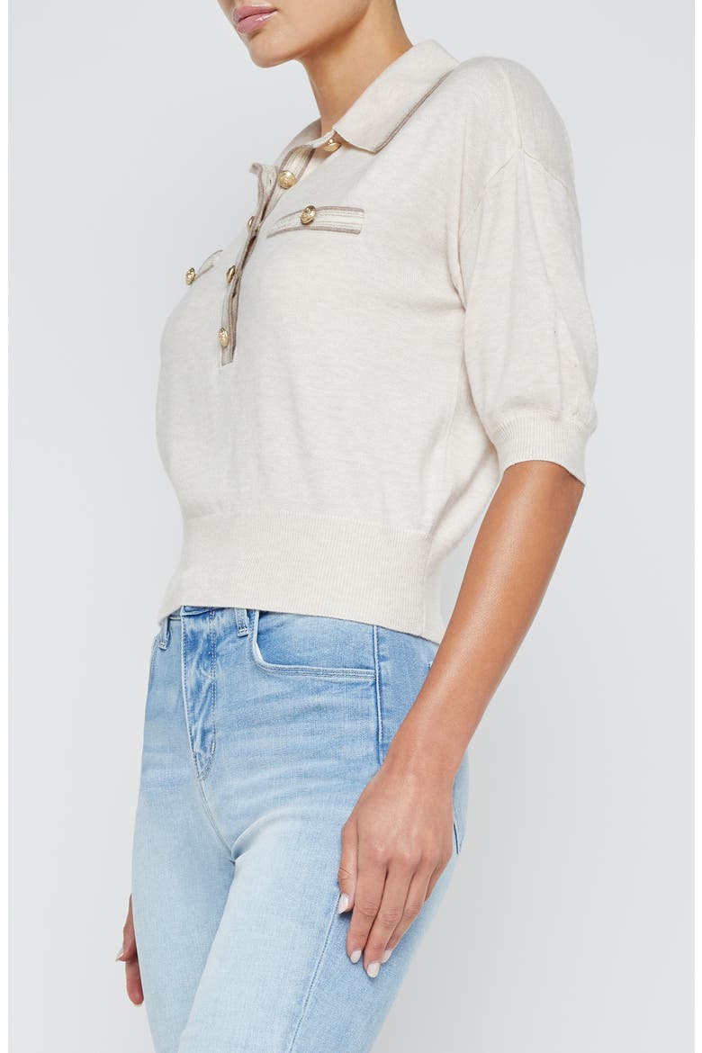 Masaki Polo Sweater, Alternate, color, PARCHMENT/ CAPPUCCINO GOLD