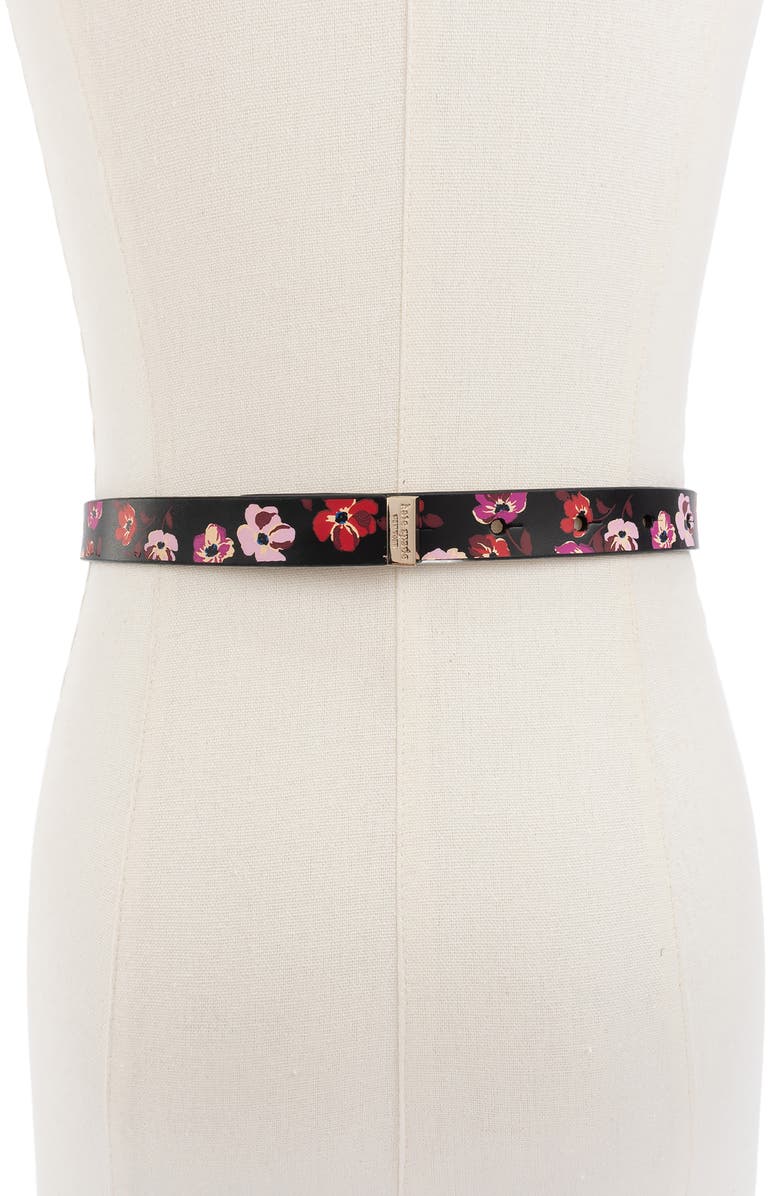 Kate Spade New York leather bow belt, Alternate, color, Fall Poppies Print