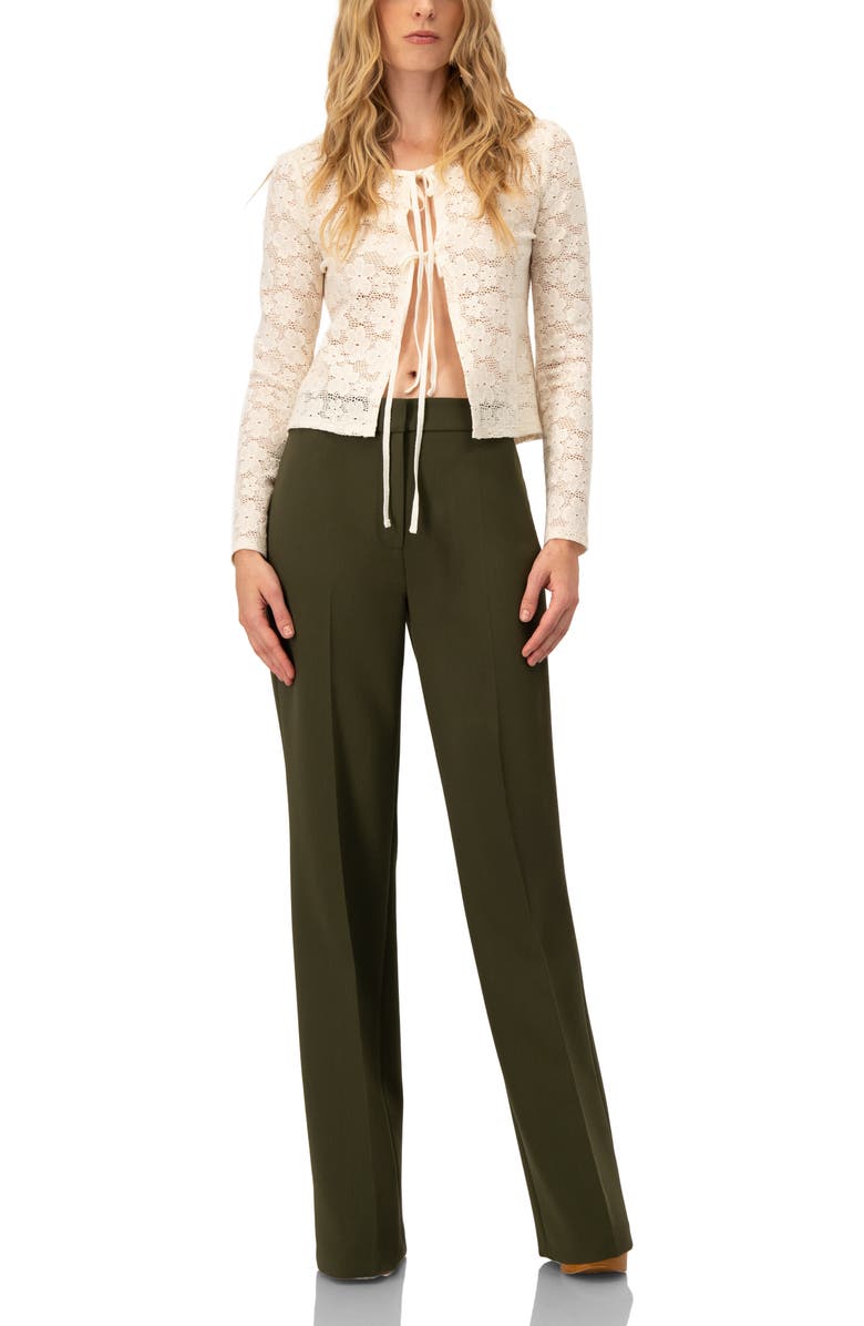 IVONNE Long Sleeve Knitted Lace Straight Blouse, Alternate, color, Ivory