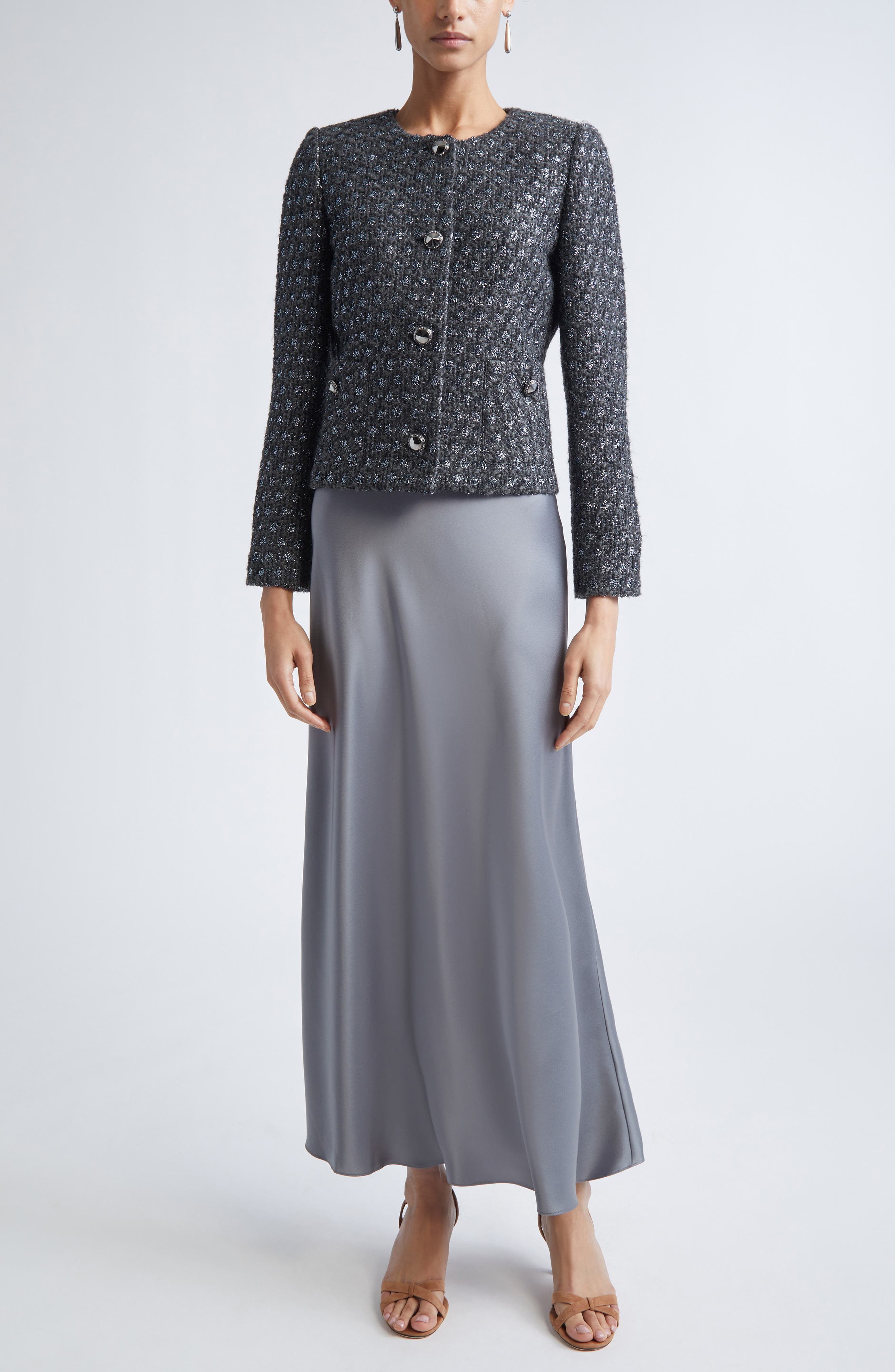 Metallic Wool Blend Knit Jacket - image 2