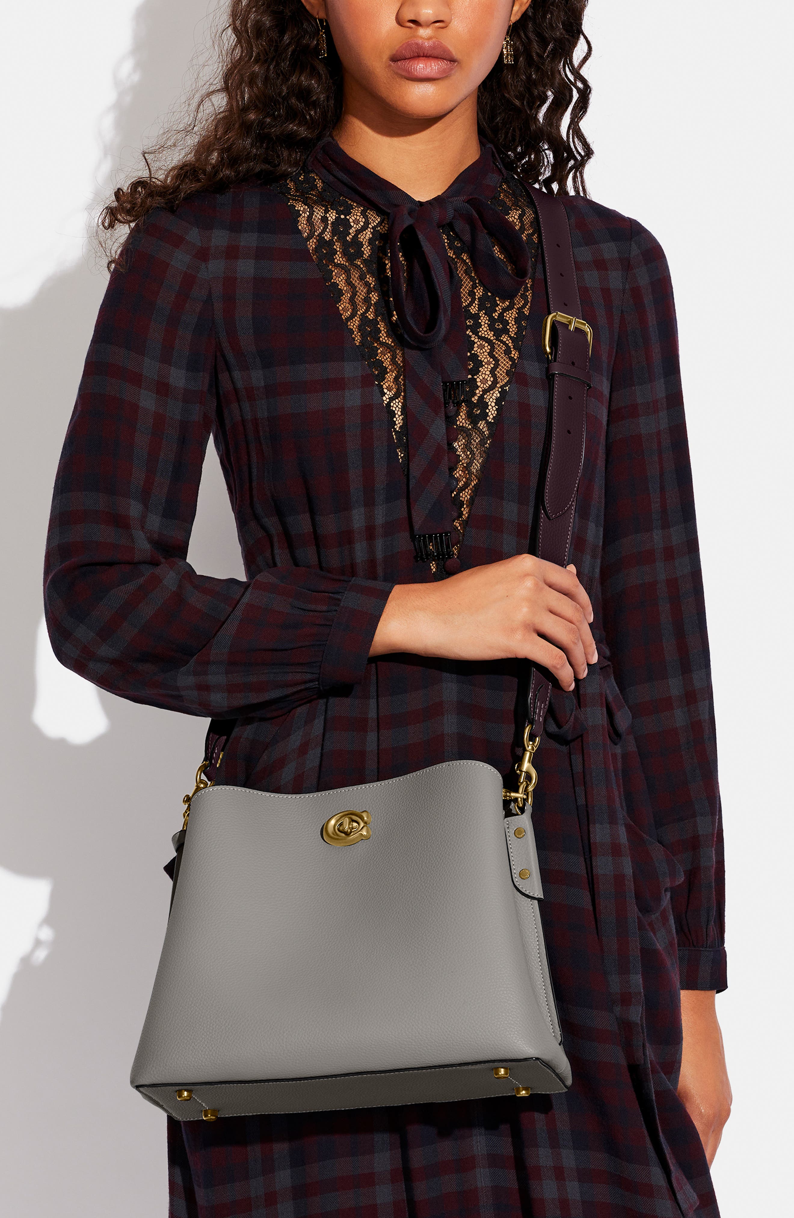 COACH Willow Colorblock Pebble Leather Shoulder Bag, Alternate, color, 