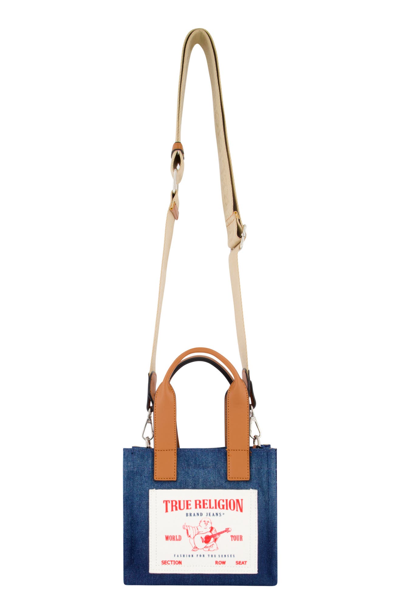 True Religion Brand Jeans Mini Denim Tote Bag, Alternate, color, Navy