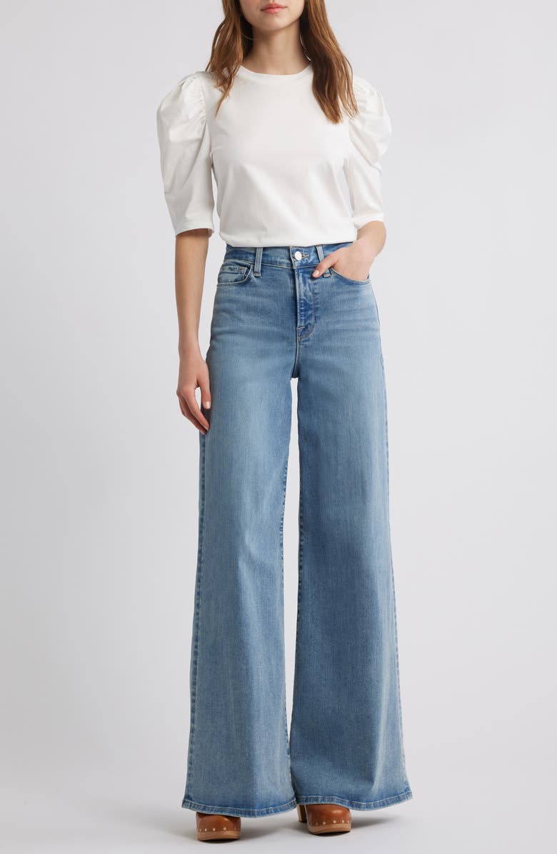 FRAME The Drape Puff Sleeve Organic Cotton Top, Alternate, color, White