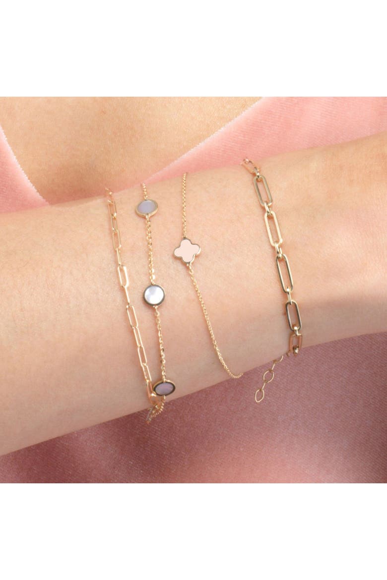 Mini Pink Pearl Single Clover Bracelet, Alternate, color, Pink Pearl