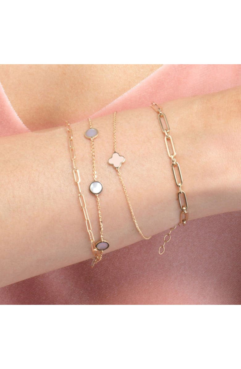 The Lovery Fine Jewelry Mini Pink Pearl Single Clover Bracelet, Alternate, color, Pink Pearl