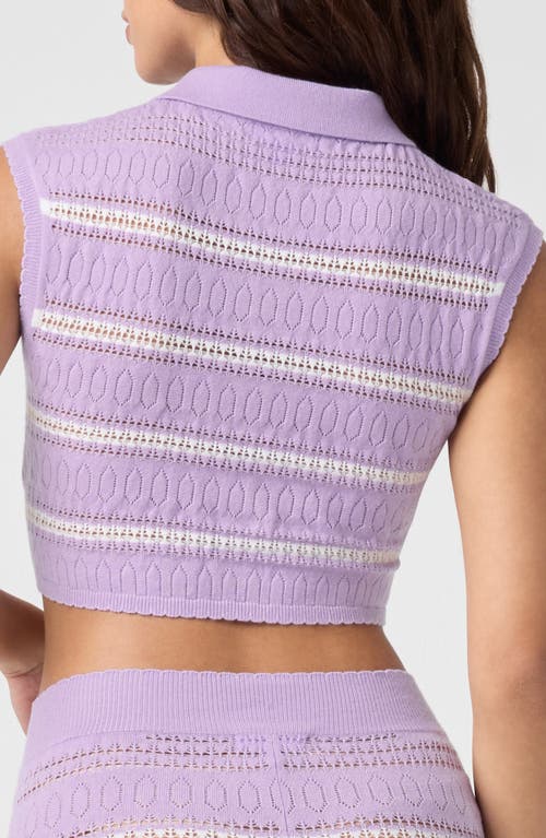 Florence By Mills Stripe Pointelle Crop Polo In Purple