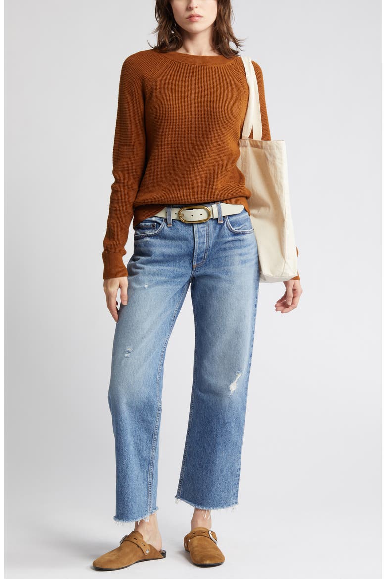 Raw Hem Low Rise Straight Leg Jeans, Main, color, BERKLEY