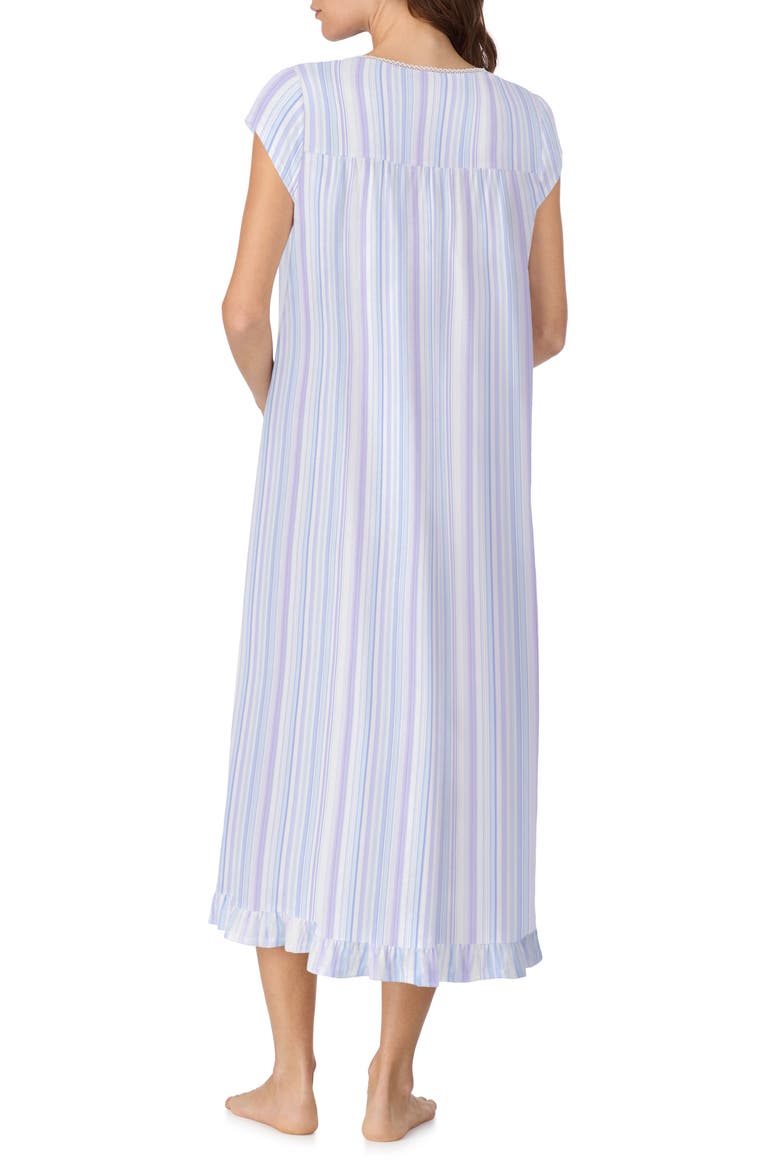 Cap Sleeve Cotton Nightgown, Alternate, color, MULTI STRIPE BLUE