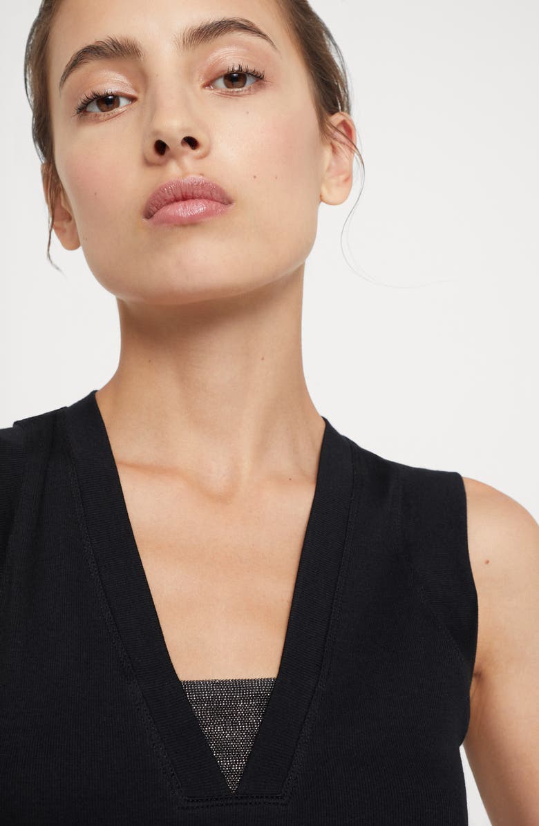 Brunello Cucinelli Ribbed jersey top, Alternate, color, 