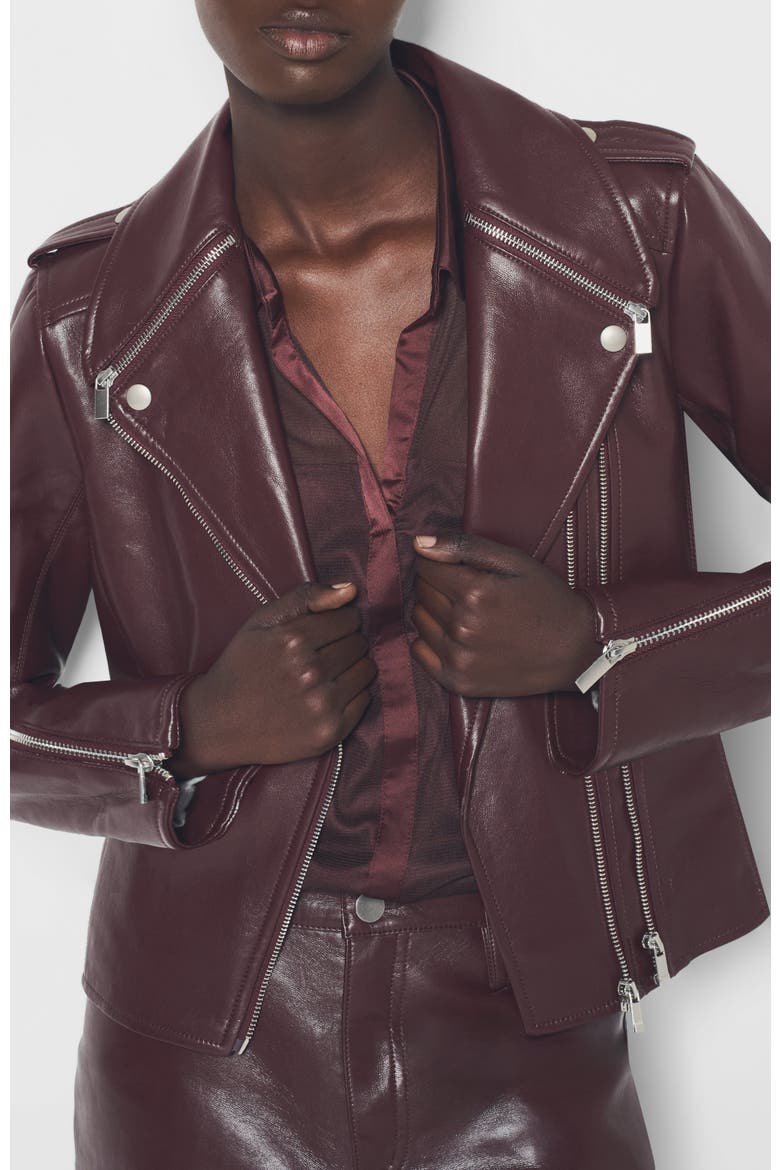 Cindy Recycled Leather Jacket, Alternate, color, Port Wine