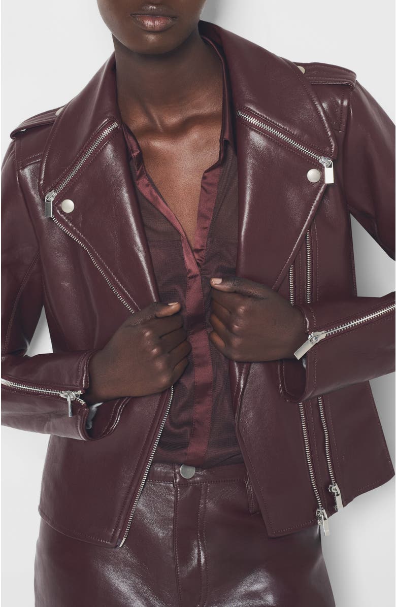 AS by DF Cindy Recycled Leather Jacket, Alternate, color, Port Wine