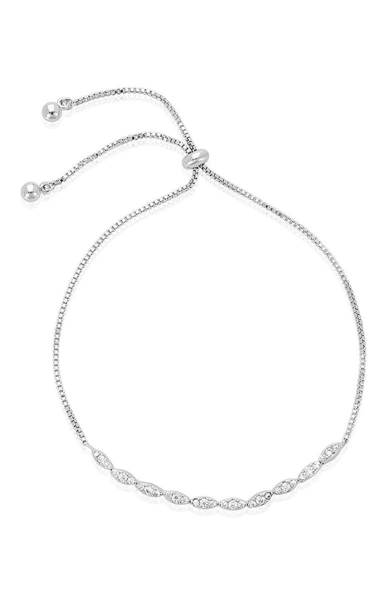 Sterling Forever Rhodium Plated Marquise Cut CZ Slider Bracelet, Alternate, color,