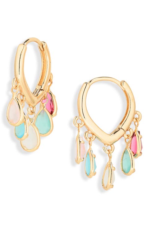 Crystal Charm Huggie Hoop Earrings