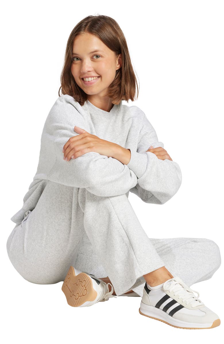 adidas Fleece Sweatpants, Alternate, color, Light Grey Heather/ White