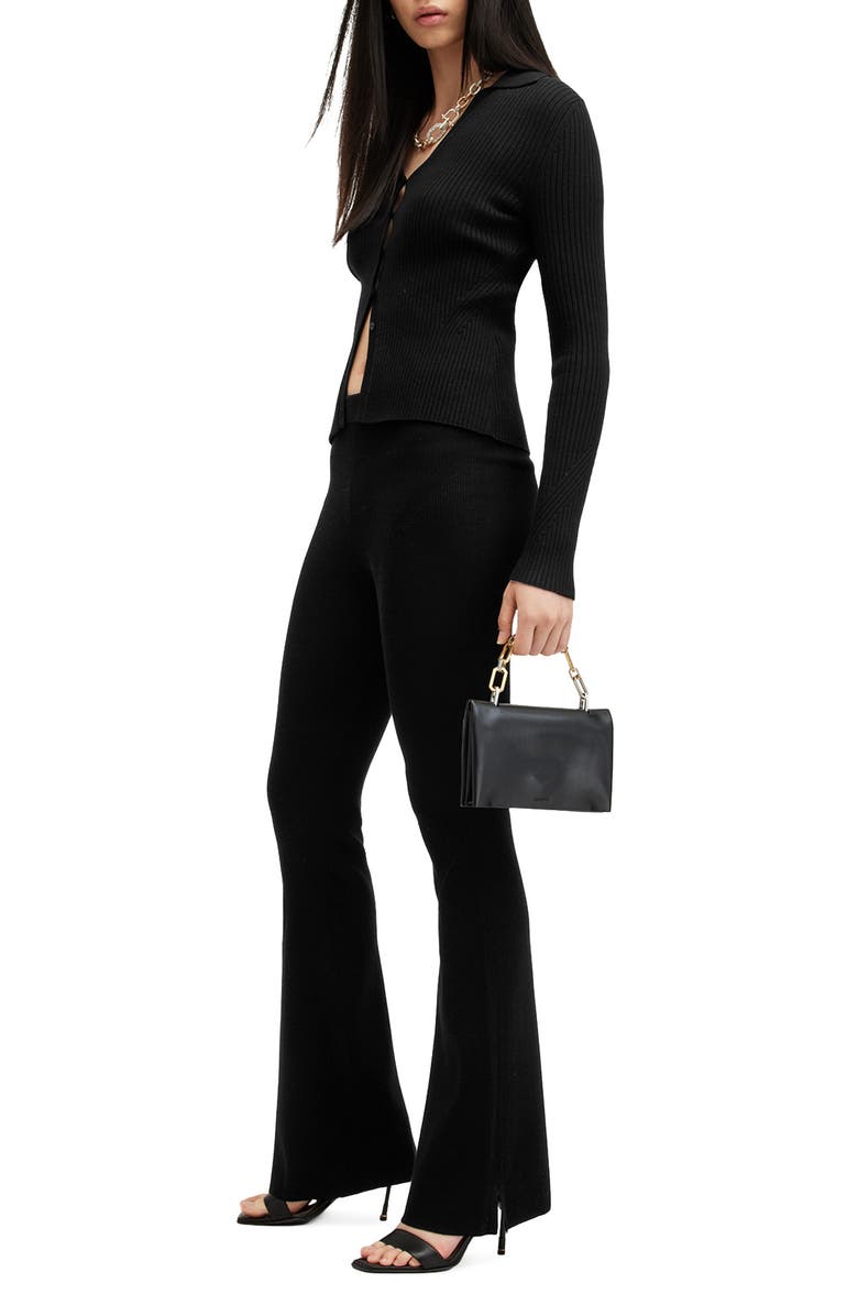 AllSaints Cruz Ribbed Cardigan, Alternate, color, Black