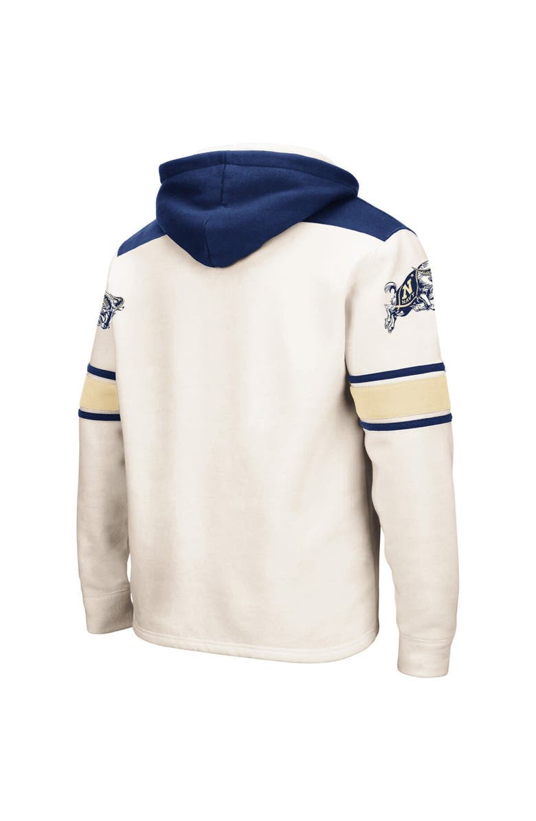 COLOSSEUM Men's Colosseum Cream Navy Midshipmen 2.0 Lace-Up Pullover Hoodie, Alternate, color, Cream