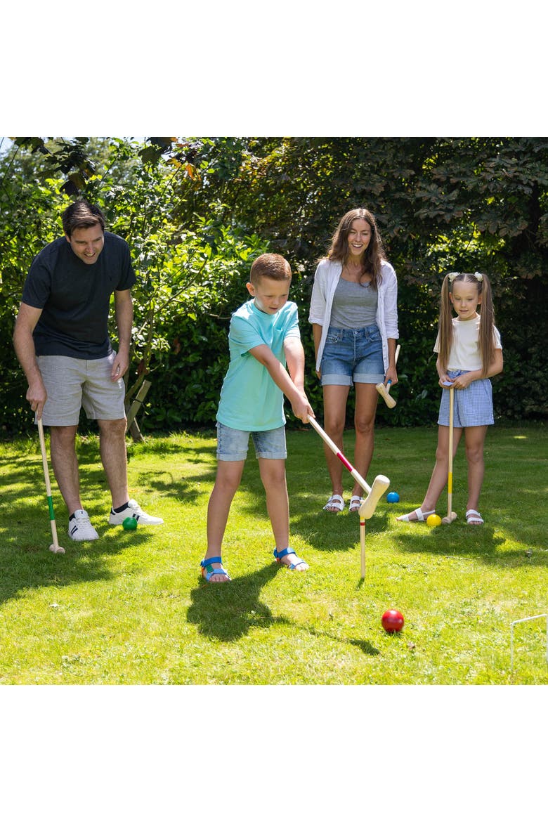 Croquet Set Wood Mallets Balls Travel Bag Family Age 3+, Alternate, color, Multicolored