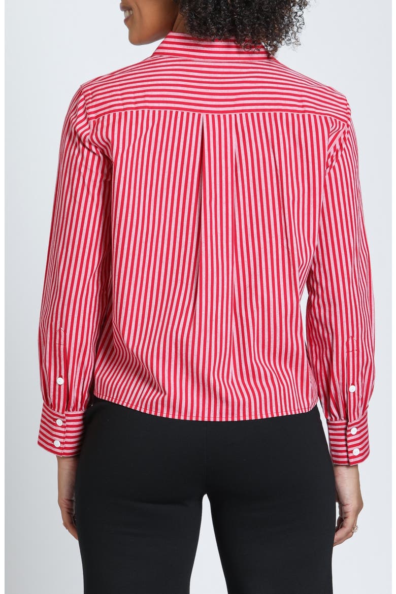 Cropped Striped Cotton Shirt, Alternate, color, CRANBERRY STRIPE