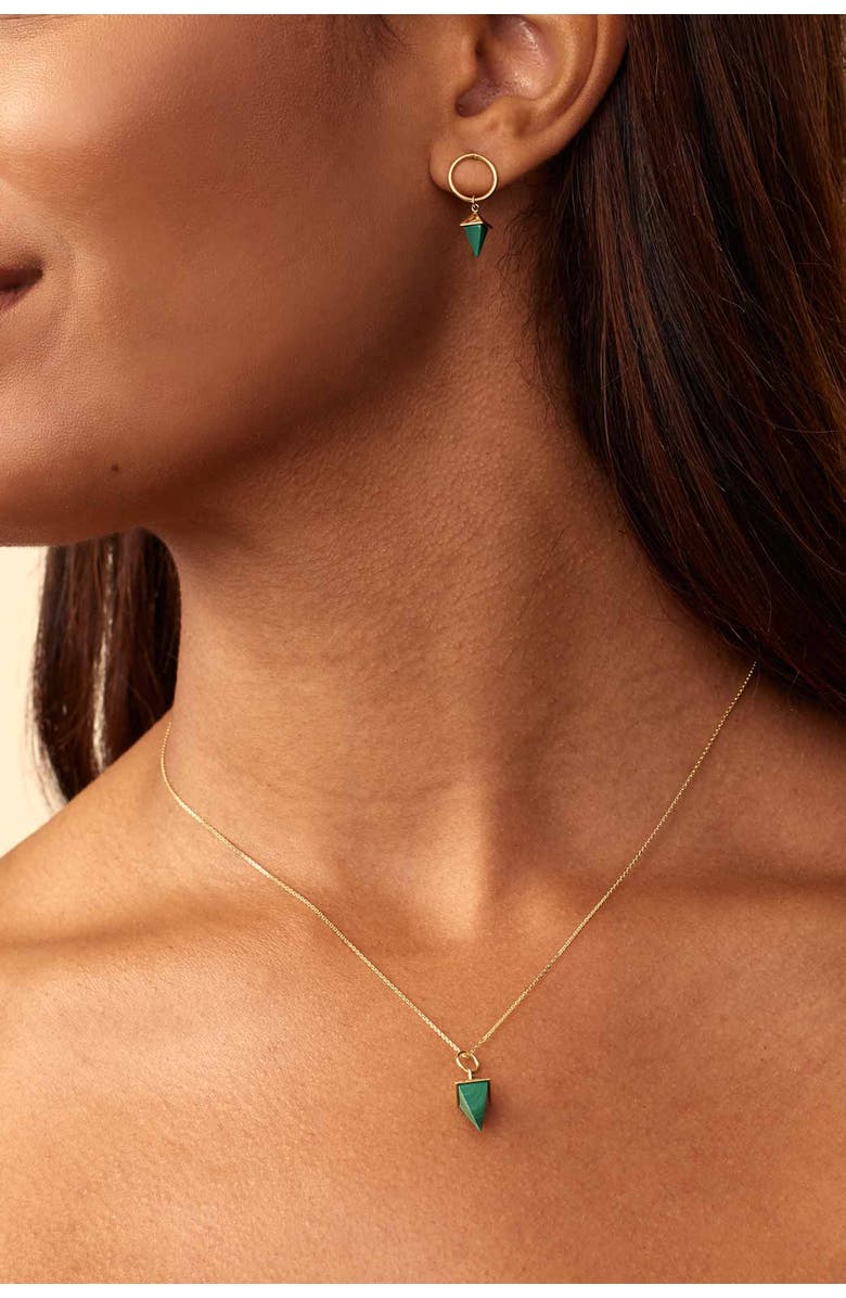 Oradina 14K Gold Prism Point Drop Earrings, Alternate, color, Gold - Green Malachite