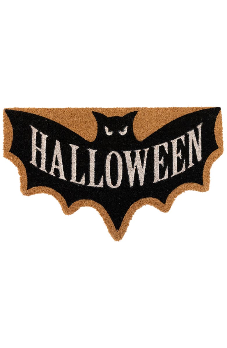 Northlight Natural Coir "Halloween" Bat Shaped Doormat - 18" x 30", Main, color, Black