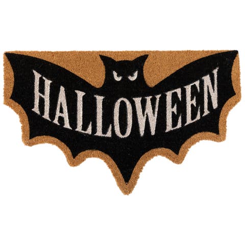 Natural Coir "Halloween" Bat Shaped Doormat - 18" x 30"