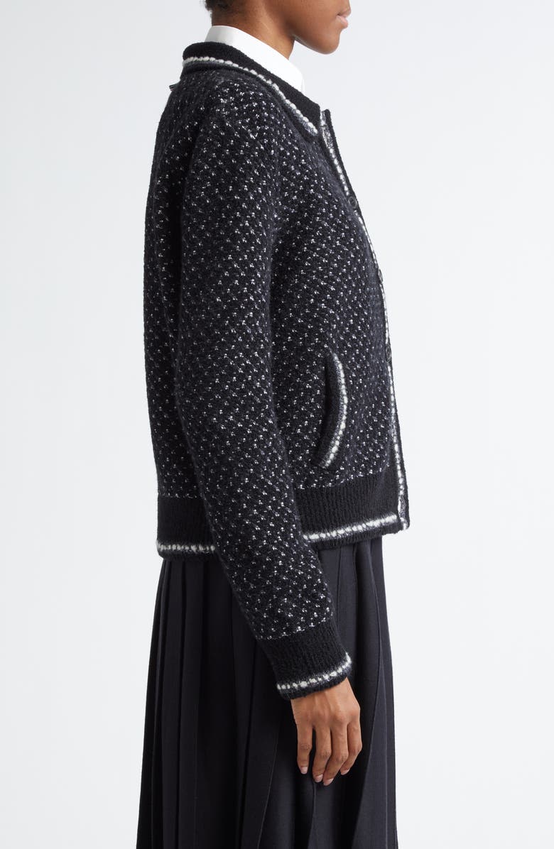 Thom Browne Tweed Knit Bomber Cardigan, Alternate, color, 