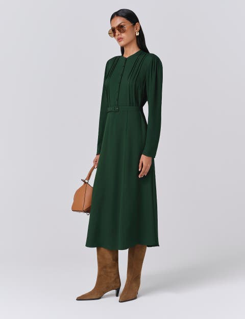 Freya Crepe Belted Midi Dress
