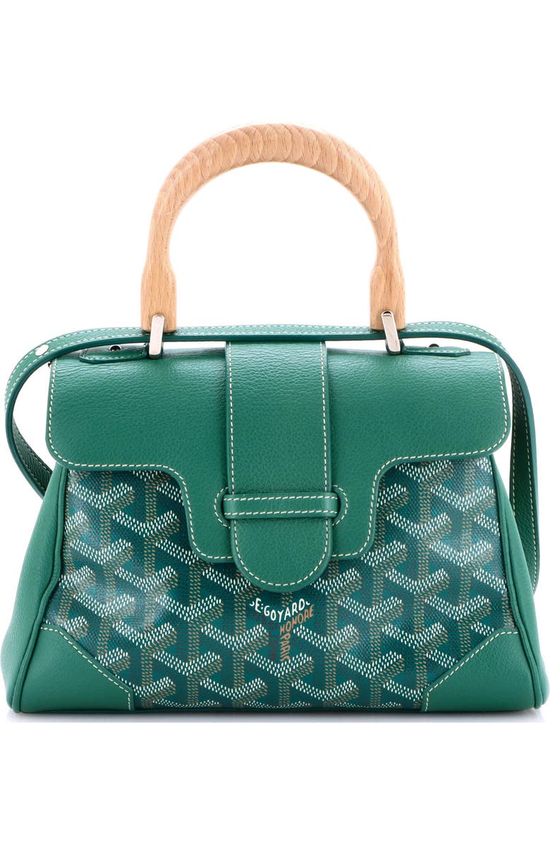 Pre-Owned Goyard Saigon Top Handle Bag Coated Canvas with Leather Mini, Main, color, Green